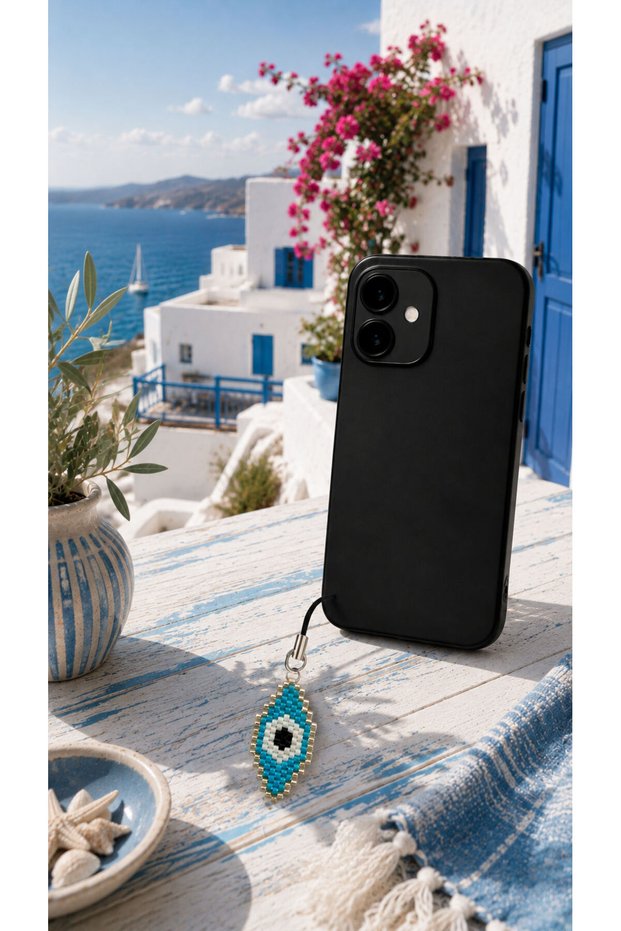 Miyuki Beads Handmade Silver Eye Phone Charm - Charm