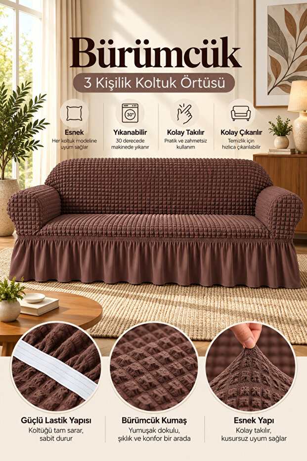 Bürümcük Armchair, Sofa, Sofa Bed Cover, Sofa Cover 3-Piece