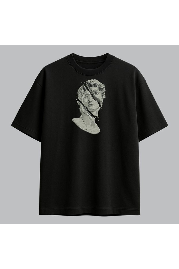Statue of David Broken Bust Art Embroidered T-Shirt Unisex 100% Cotton