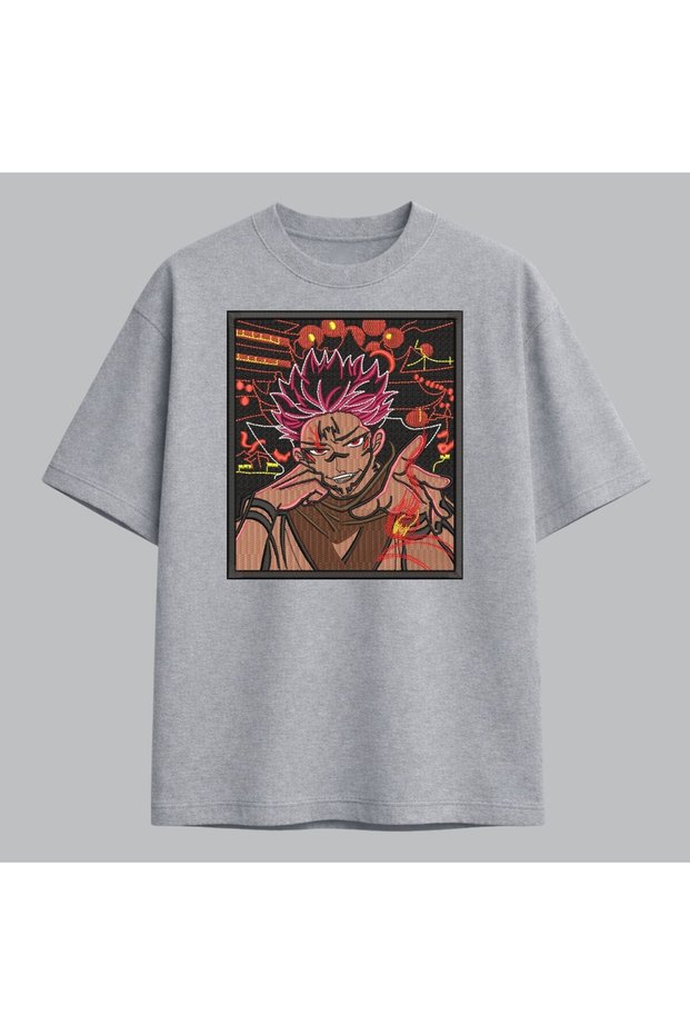 Ryomen Sukuna Jujutsu Kaisen Anime Embroidered T-Shirt Unisex 100% Cotton