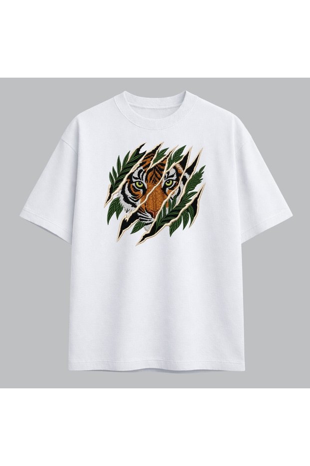 Wild Instinct Tiger Claw Embroidered T-Shirt Unisex 100% Cotton