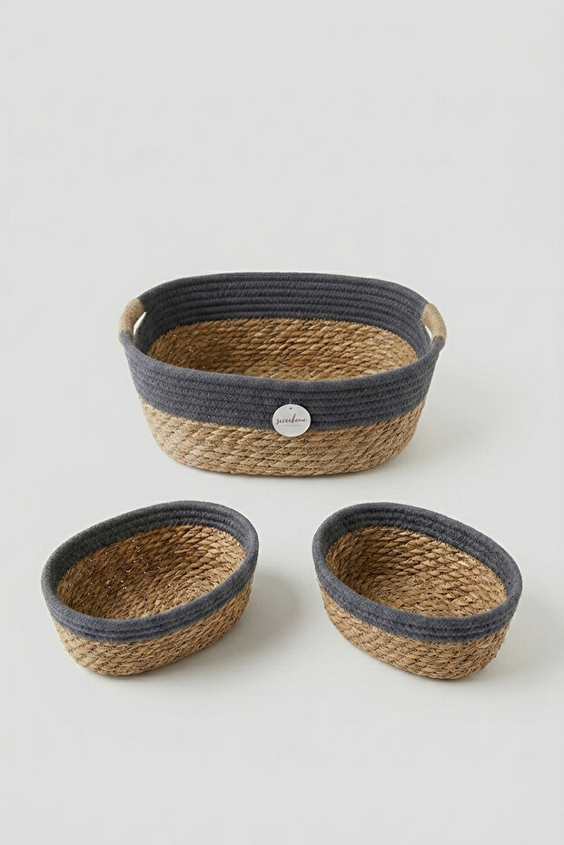 Natural Wicker 3-Piece Organizer Basket Set - Bohemian Home Decoration Organizing Box