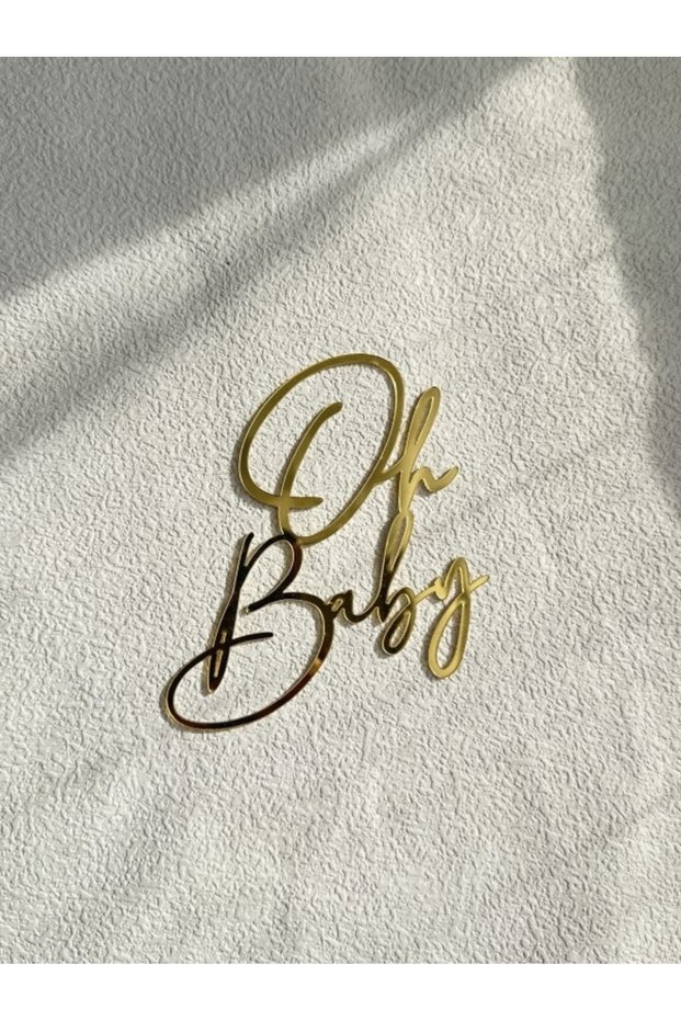 3pcs Gold 3pcs Acrylic "Oh Baby" Cake Topper - For Baby Shower/Gender Reveal/Birthday, Dessert Table