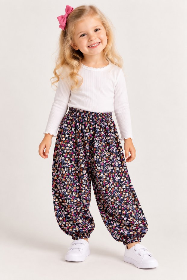 Girl's Elastic Viscose Patterned Local Style Shalwar