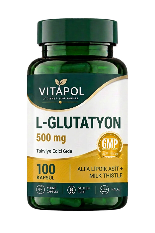 L-Glutathione 500mg 100 Capsules - Acid Milk Thistle, Alpha Lipoic Supplement