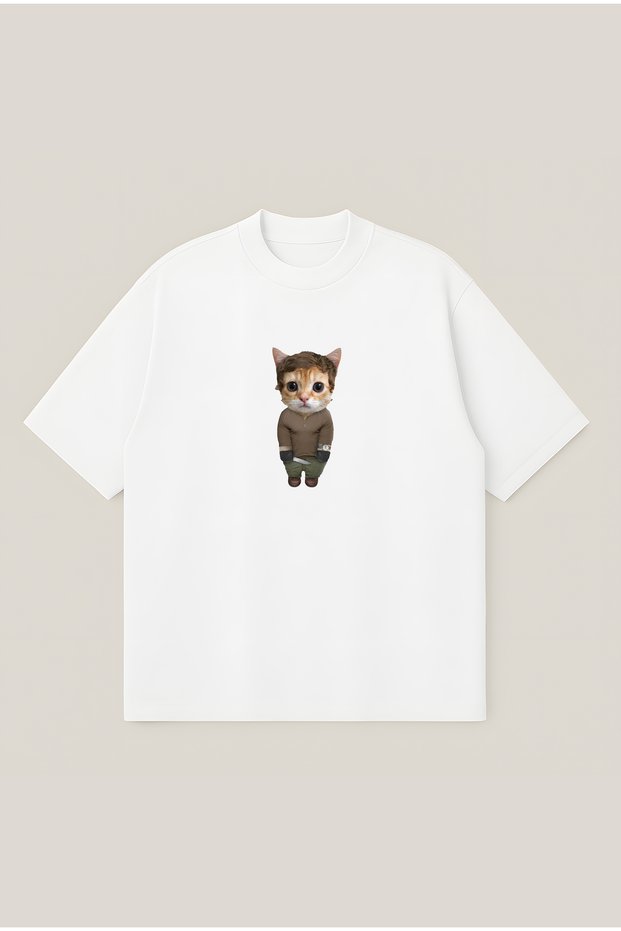 Cat Dexter Printed Oversize Boxy Cut Unisex 100% Cotton Tshirt | Streetwear
