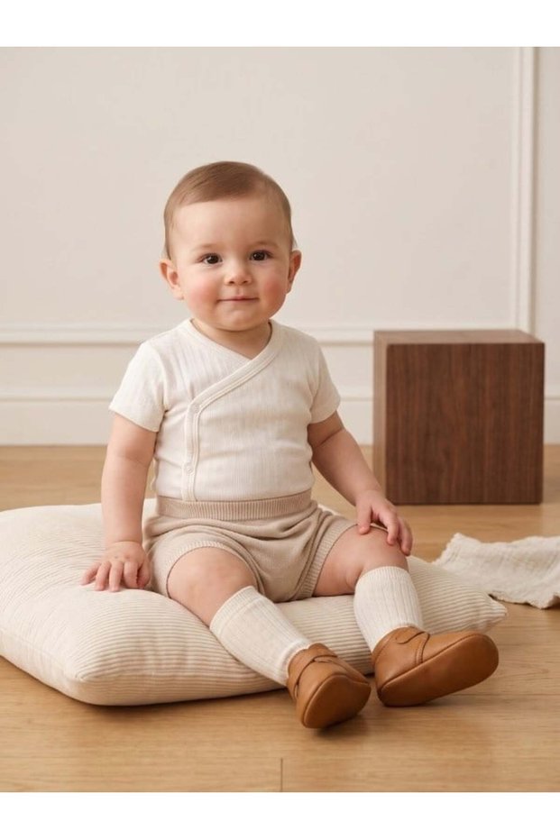 Baby Half Sleeve Double Breasted Snap Fastener Bodysuit