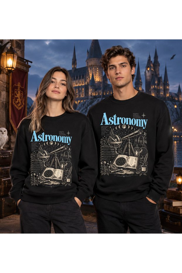 Harry Potter - Hogwarts School of Witchcraft and Wizardry Lessons Crew Neck 3 Thread Unisex Black Sweatshirt (Single Item)