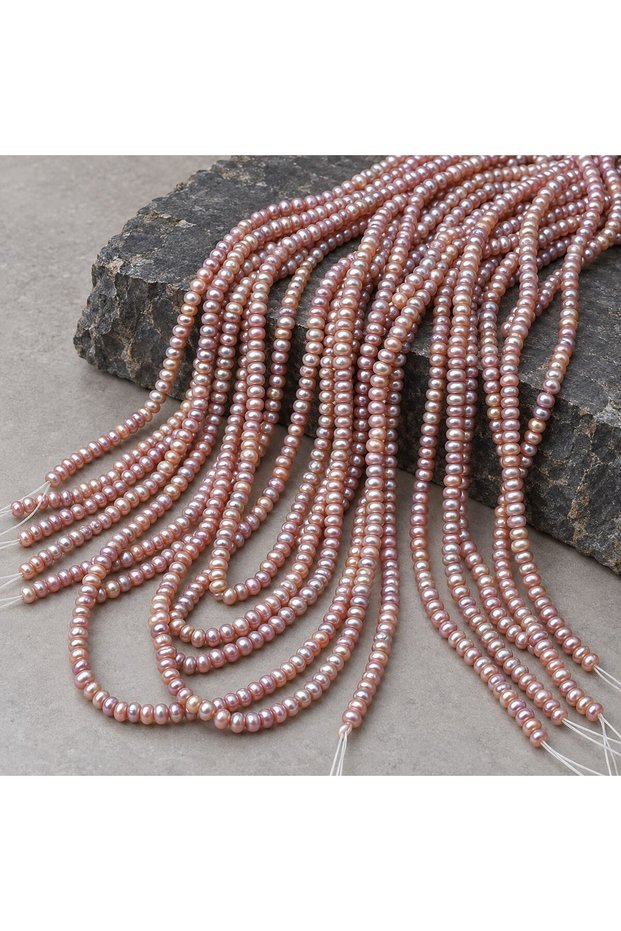 Pearl String Silver Reflection Salmon Pink 4*2,5 mm – Natural Texture Royal Series (63316)