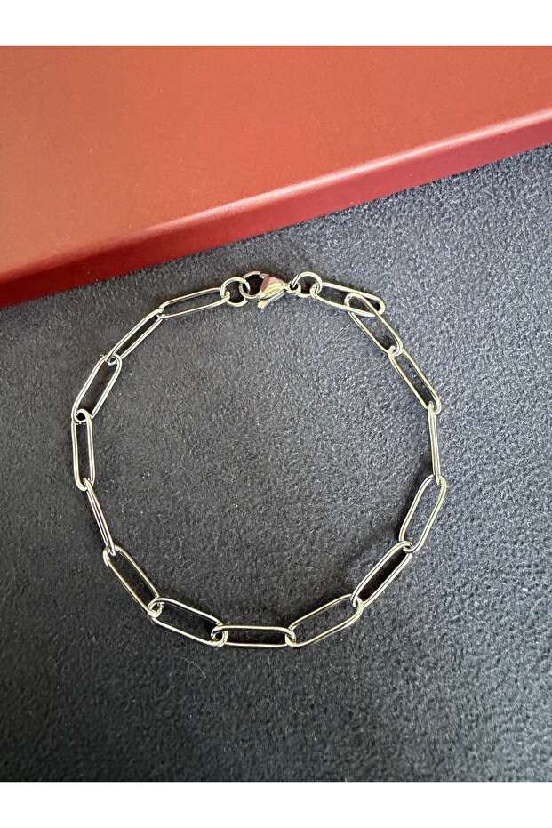 Stainless tarnish-free gold model paper clip steel bracelet 20 cm