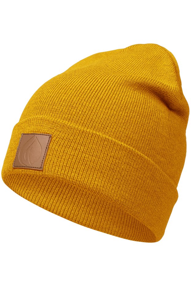Unisex Vegan Leather Label Wool Thermal Beanie