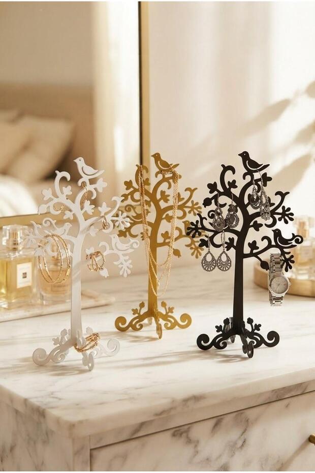 3-Tier Metal Tree Jewelry Hanger, Jewelry Holder, Earring Holder, Necklace and Bracelet Stand, Accessory Organizer 16X26 cm