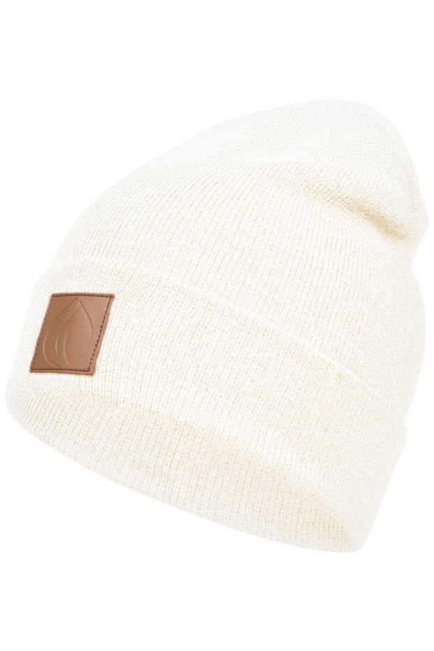 Unisex Vegan Leather Label Wool Thermal Beanie