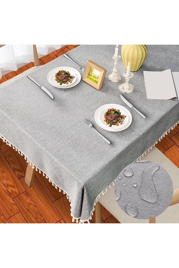 Rectangular Tablecloth with Tassels Ethnic Style