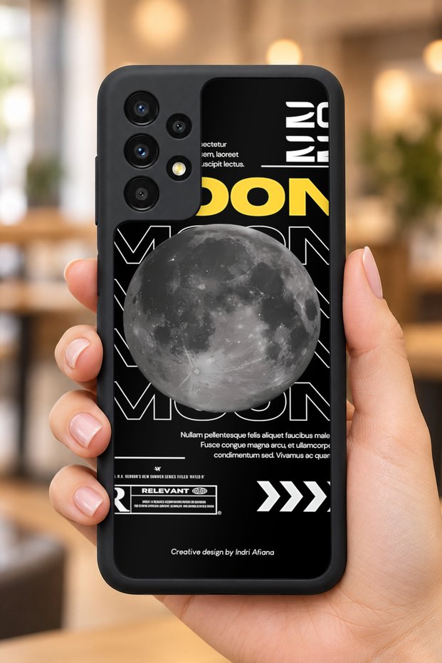 حافظة مقاومة للصدمات متوافقة مع هاتف سامسونج جالاكسي A13 / A23 مع حماية للكاميرا بنمط القمر