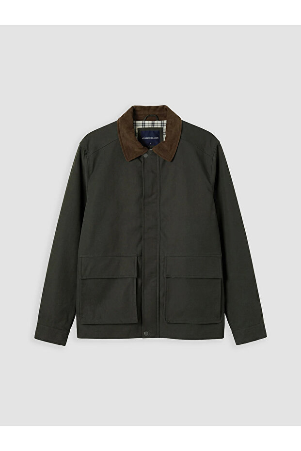 Lcwaikiki Classic Khaki Regular Fit Velvet Collar Men's Jacket