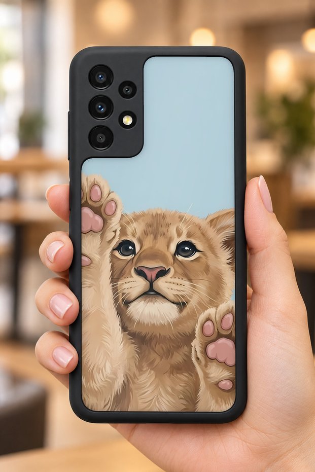 حافظة مقاومة للصدمات متوافقة مع هاتف Samsung Galaxy A13 / A23 مع حماية للكاميرا بنمط Lion Cub