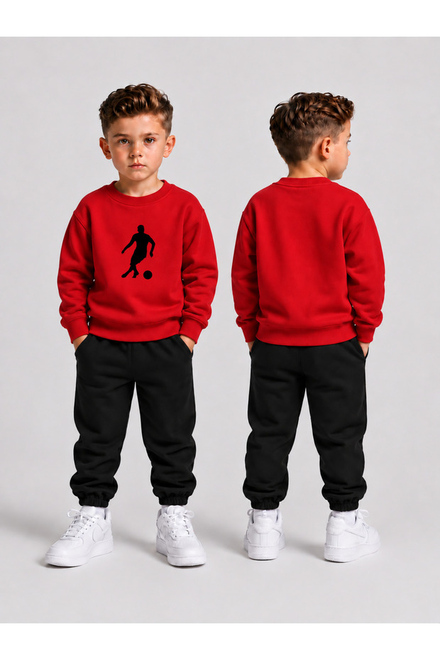 Boys' Crew Neck Sweatshirt Tracksuit Set 2-Piece Printed Top and Bottom Set