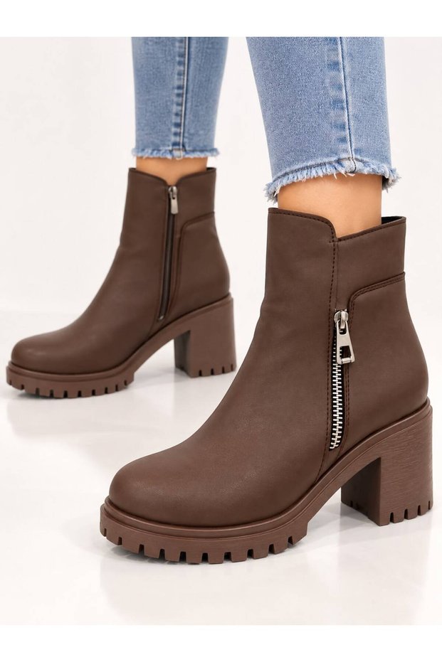 Women's Thick-Soled Block Heeled Side Zipper Boots