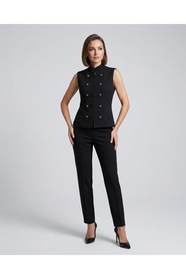 Napoleon Style Striped Buttoned Vest