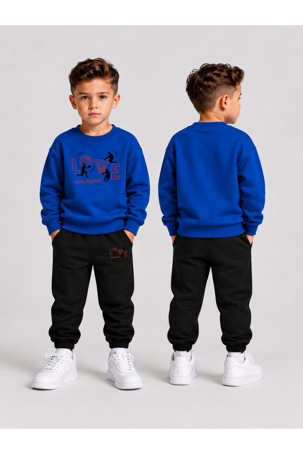 Boys' Crew Neck Sweatshirt Tracksuit Set 2-Piece Printed Top and Bottom Set