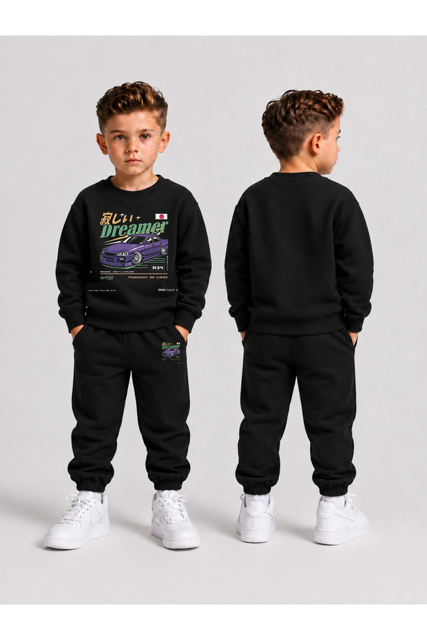 Boys' Crew Neck Sweatshirt Tracksuit Set 2-Piece Printed Top and Bottom Set