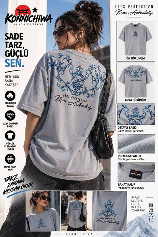 Less Perfection Front and Back Printed White Gray Black T-Shirt Tee Tshirt – Front and Back Printed White Gray Black