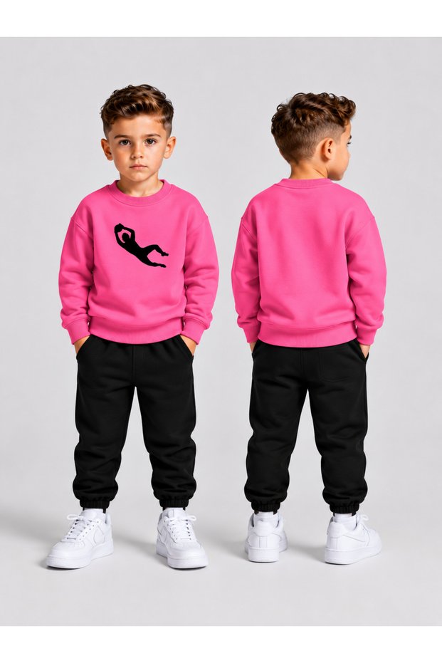 Tracksuit Set Crew Neck Sweatshirt Boys' 2-Piece Printed Top and Bottom Set
