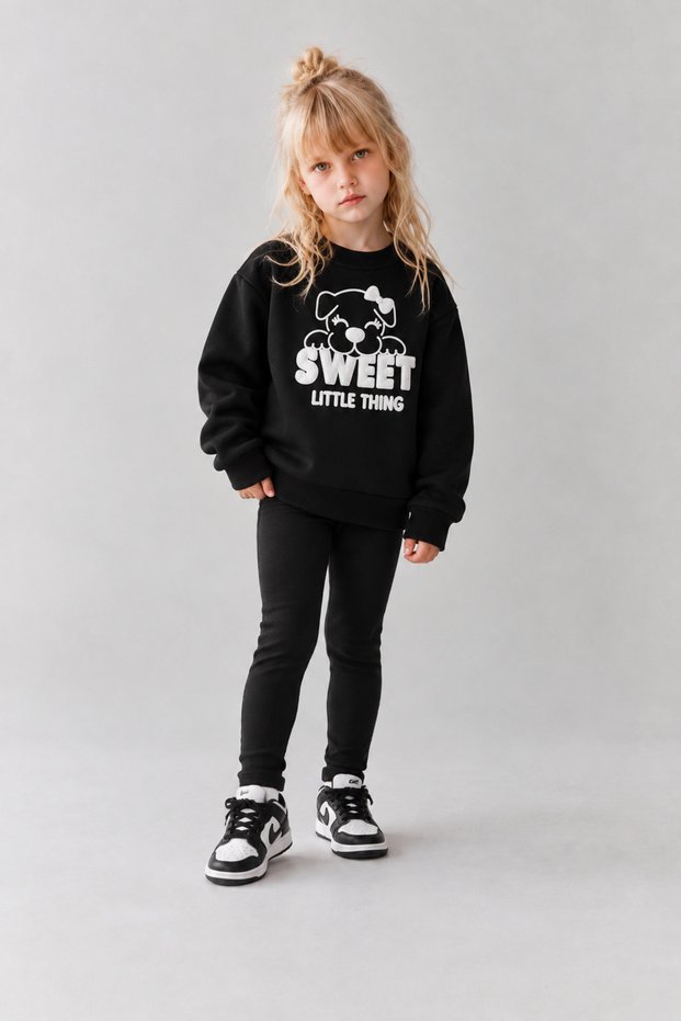 Girl's Furry Printed Sweatshirt