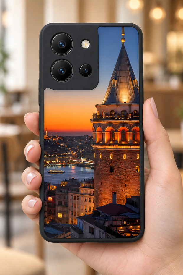 حافظة مقاومة للصدمات متوافقة مع Vivo Y36 مع نمط IstanbulSilhouette وحماية للكاميرا