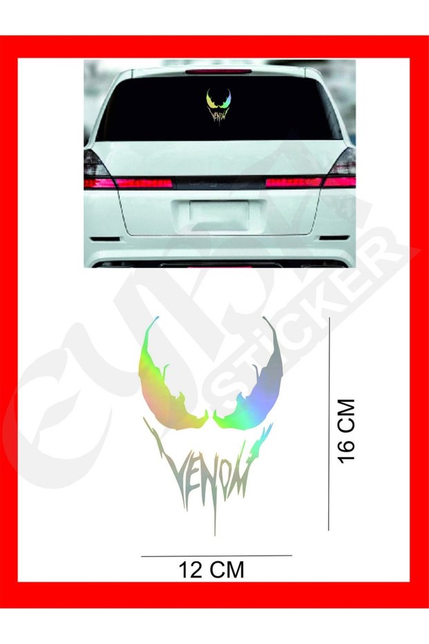 Venom Car, Motorcycle, Helmet, Laptop, Glass Sticker 16X12 cm with Venom Written