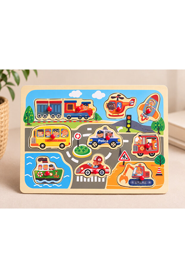 Araçlar Temalı Ahşap Puzzle