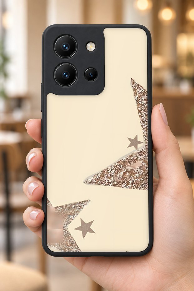 حافظة مقاومة للصدمات متوافقة مع Vivo Y36 مع حماية للكاميرا بنمط نجمة لامعة