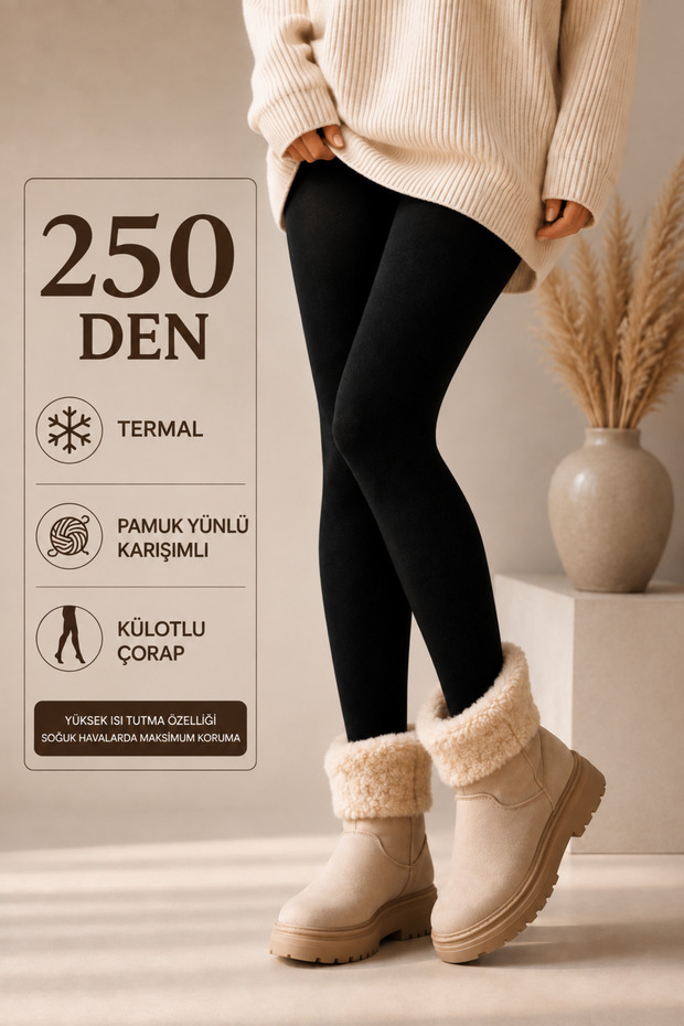 250 Den Thermal Women's Pantyhose Cotton Wool Blended Thick Winter Warm Socks