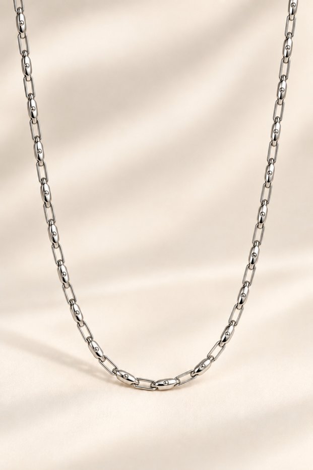 Stainless Steel Necklace - Rectangular Link Chain Necklace - Steel Necklace - Link Chain Necklace - Link Chain Steel Necklace