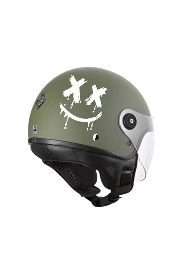 Motorcycle Smiling Face Helmet Sticker Motor Yamaha Ybr