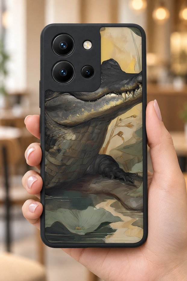 حافظة مقاومة للصدمات متوافقة مع Vivo Y36 بنمط التمساح مع حماية للكاميرا