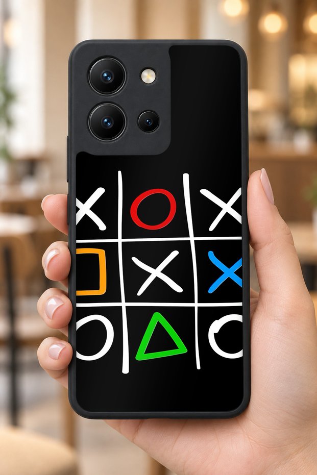 حافظة مقاومة للصدمات متوافقة مع Vivo Y36 مع حماية للكاميرا بنمط TicTacToe