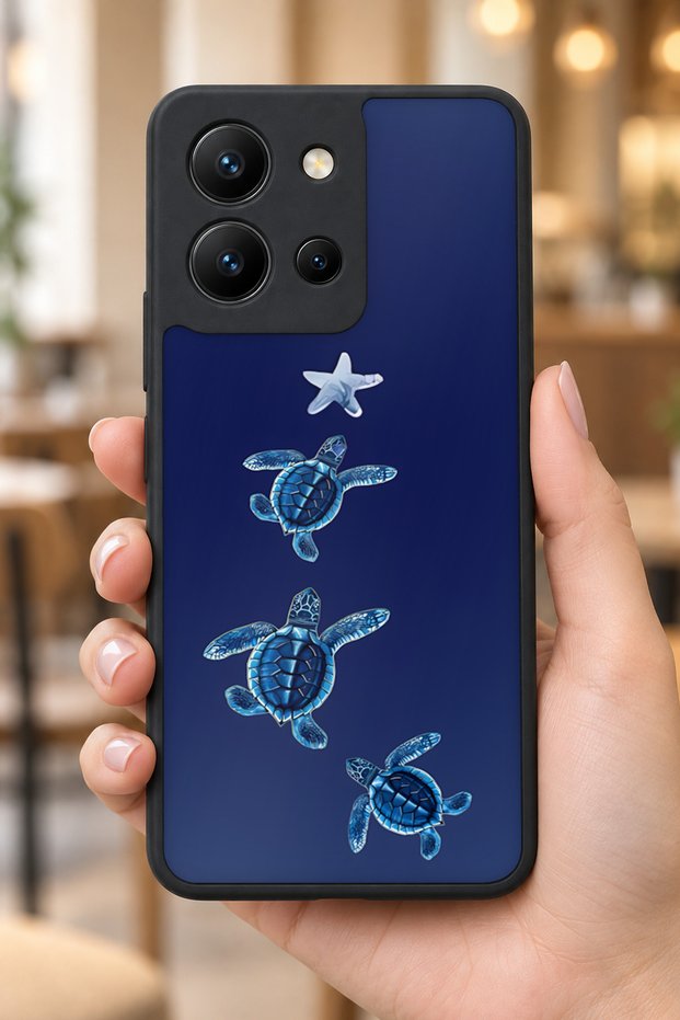 حافظة مقاومة للصدمات متوافقة مع Vivo Y36 مع حماية للكاميرا بنمط السلحفاة الزرقاء