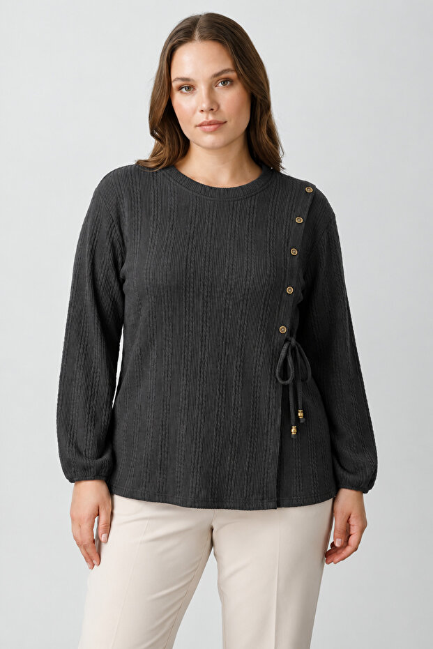 Winter Hair Knitwear Buttoned Soft Blouse