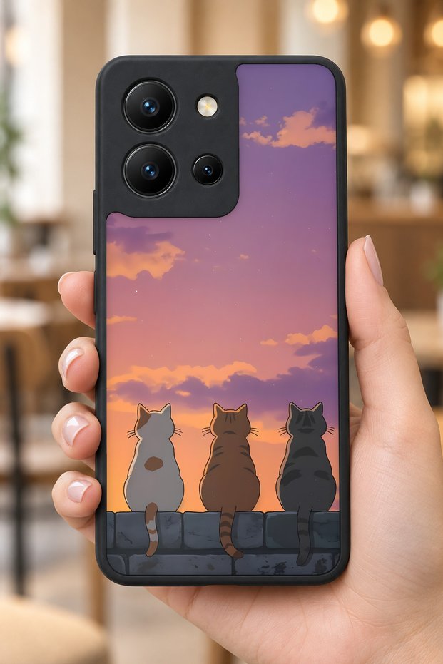 حافظة مقاومة للصدمات متوافقة مع هاتف Vivo Y36 مع تصميم مزخرف على شكل قطط وحماية للكاميرا