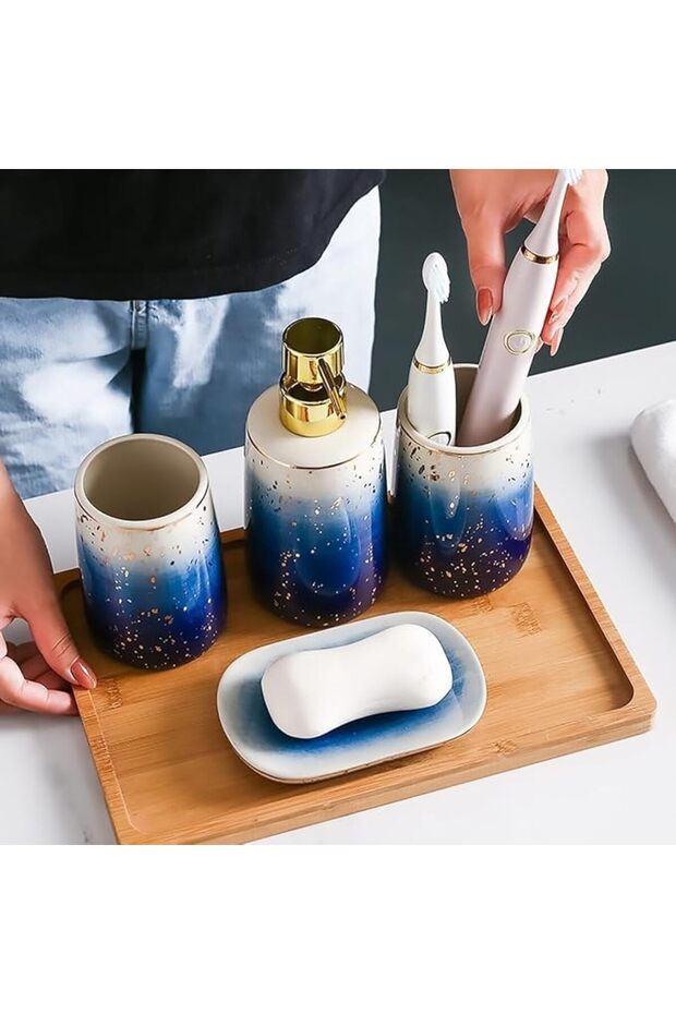 Bathroom Accessory Set,Ceramic Countertop Organizer Decor