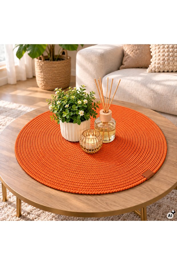 52X52 cm Round Decorative Mat – Cord Rope Table Cover Washing Machine Top Multi-Purpose Mat