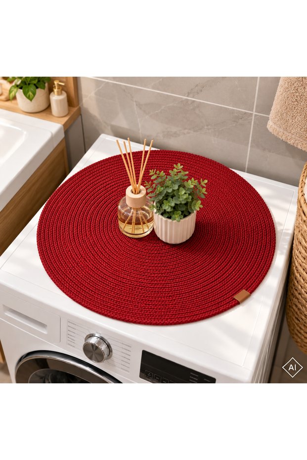 Round Washing Machine Top Mat 52X52 cm – Cord Rope Weave Decorative Multi-Purpose Mat