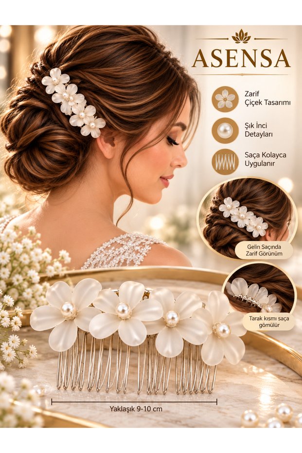 Women's Flower and Pearl Detailed Hair Accessory