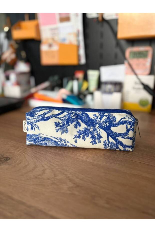 Vintage Pattern Handmade Pen Holder Zippered Single Compartment Pencil Case Lined Large Volume School Pencil Case
