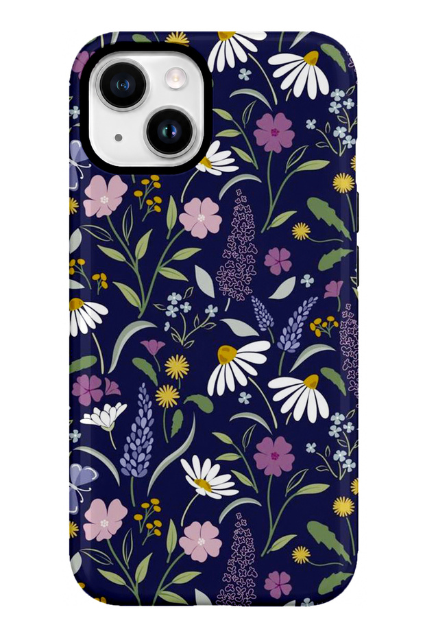 Compatible with iPhone 15 - Navy Blue Spring, Double Layer Cover, Glossy Surface Protective Case
