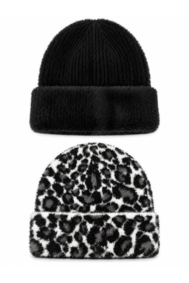 Women's Furry Soft Plush Leopard Beanie