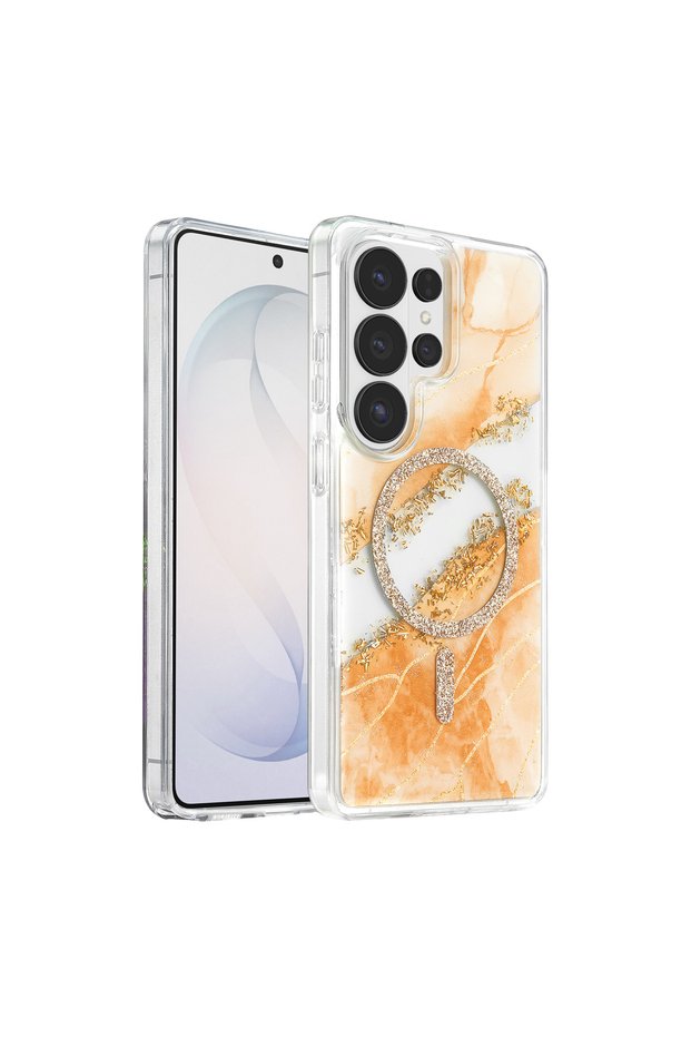 Onegif Samsung Galaxy S26 Ultra Lotus Glitter Magsafe Cover - Orange