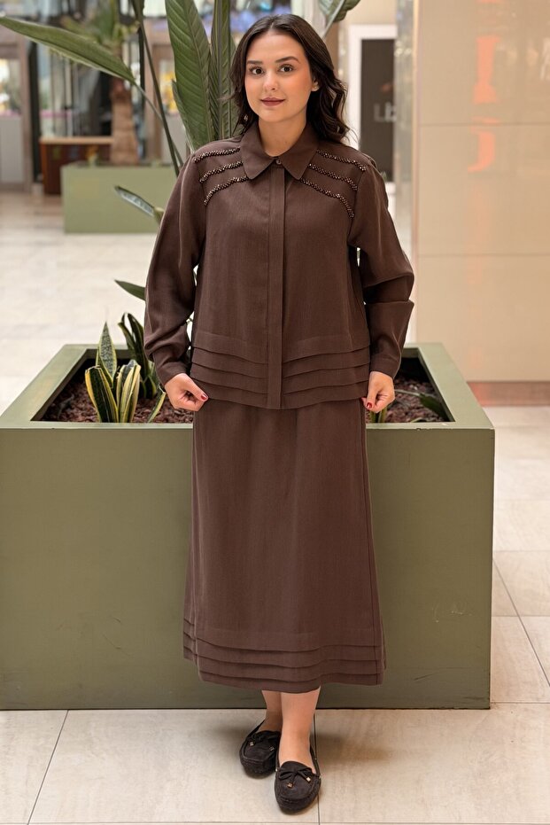 Bocuk Embroidered Layered Detailed Shirt Skirt Set